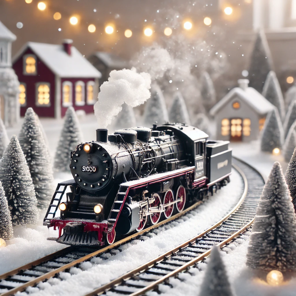 Lokomotive in einem Winterdiorama